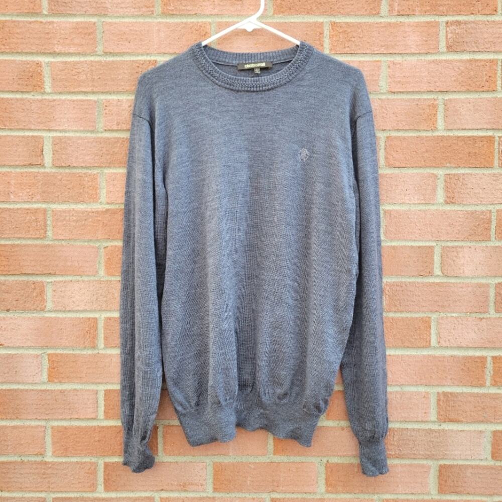 Roberto Cavalli Men's Red Wool Grey Sweater XL